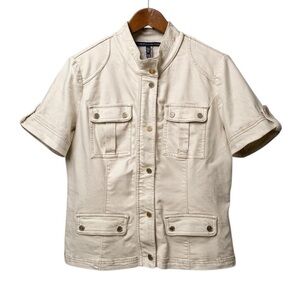 WHBM Women's Short- Sleeve Utility
Jacket, Biscotti, Size 14
